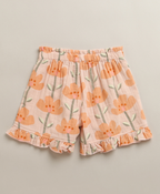 Peach Blossom Cotton Top & Shorts Co-ord Set - Peach & Orange
