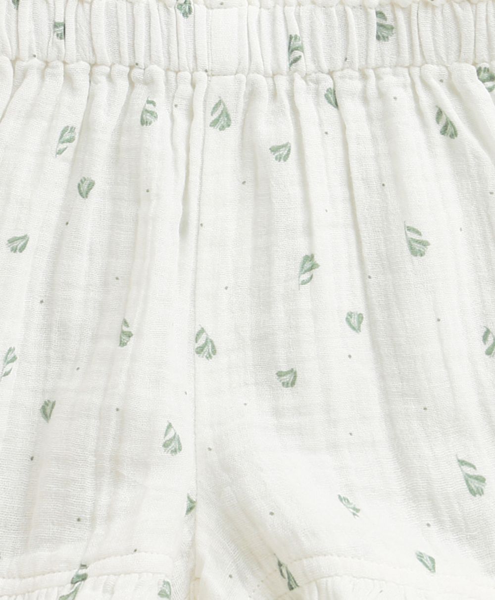 Minty Whisper Ruffle Organic Cotton Co-ord Set - White