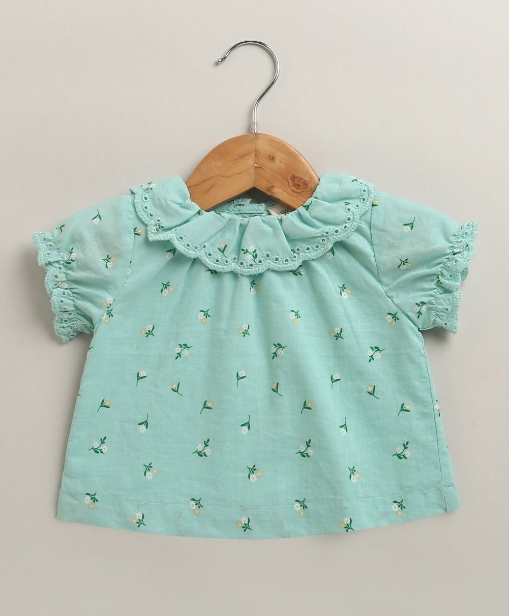 Floral Lace Mint Organic Cotton Top & Bloomer Set – Sea Green