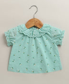Floral Lace Mint Organic Cotton Top & Bloomer Set – Sea Green