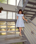 Striped Cotton Sun Dress - Blue & White