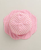 Baby Girls Candy Stripe Organic Cotton Co-ord Set with a Hat - Pink