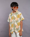 Tropical Print Organic Cotton Shirt - Beige