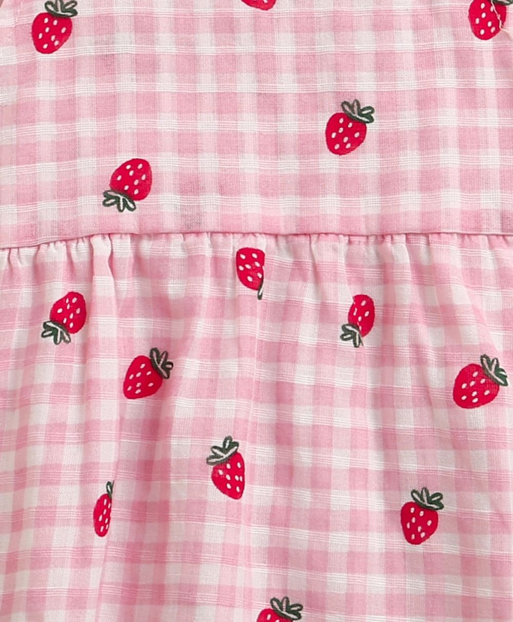 Organic Cotton Strawberry Bliss Baby Girl Top & Shorts Set - Pink