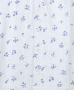 Long Sleeves Blue Floral Printed Cotton Top - White