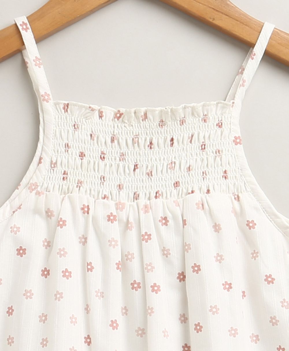 Baby Girls' Cotton Tiny Petal Summer Romper & Hairband Set - White