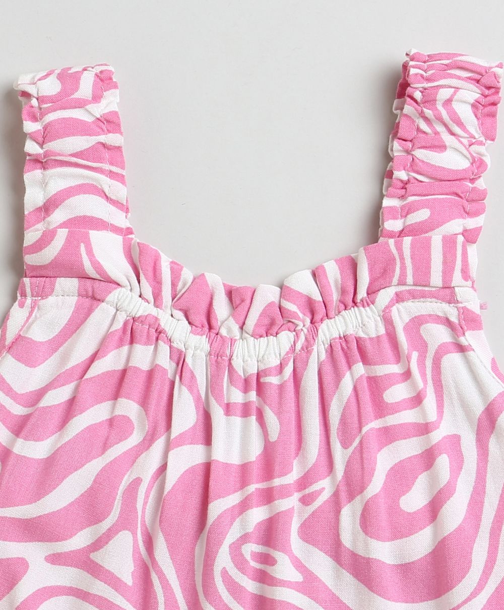 Pink & White Wavy Striped Dress - Pink