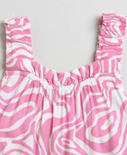 Pink & White Wavy Striped Dress - Pink