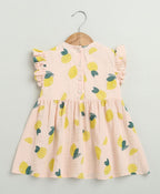 Lemon Print Organic Cotton Co-ord Set - Peach
