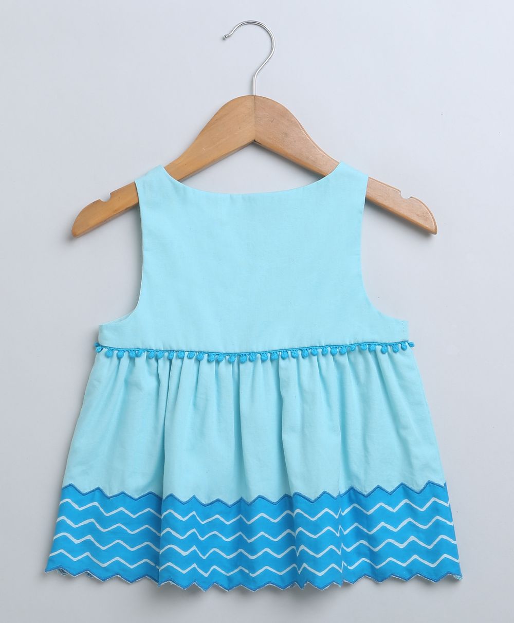 Sleeveless Cotton Dress and Bloomer Coord Set - Sky Blue