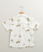 Tropical Vibes Cotton Slub Co-ord Set - White