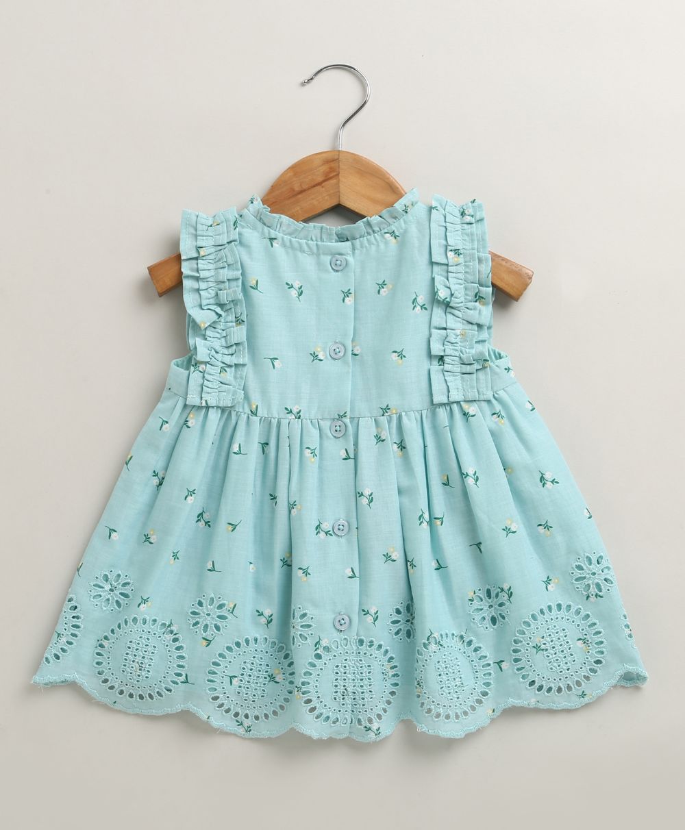 Baby Girls' Bluebell Fairy Organic Cotton Ruffle Dress, Hairband and Bloomer Set -Sea Green