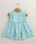 Baby Girls' Bluebell Fairy Organic Cotton Ruffle Dress, Hairband and Bloomer Set -Sea Green