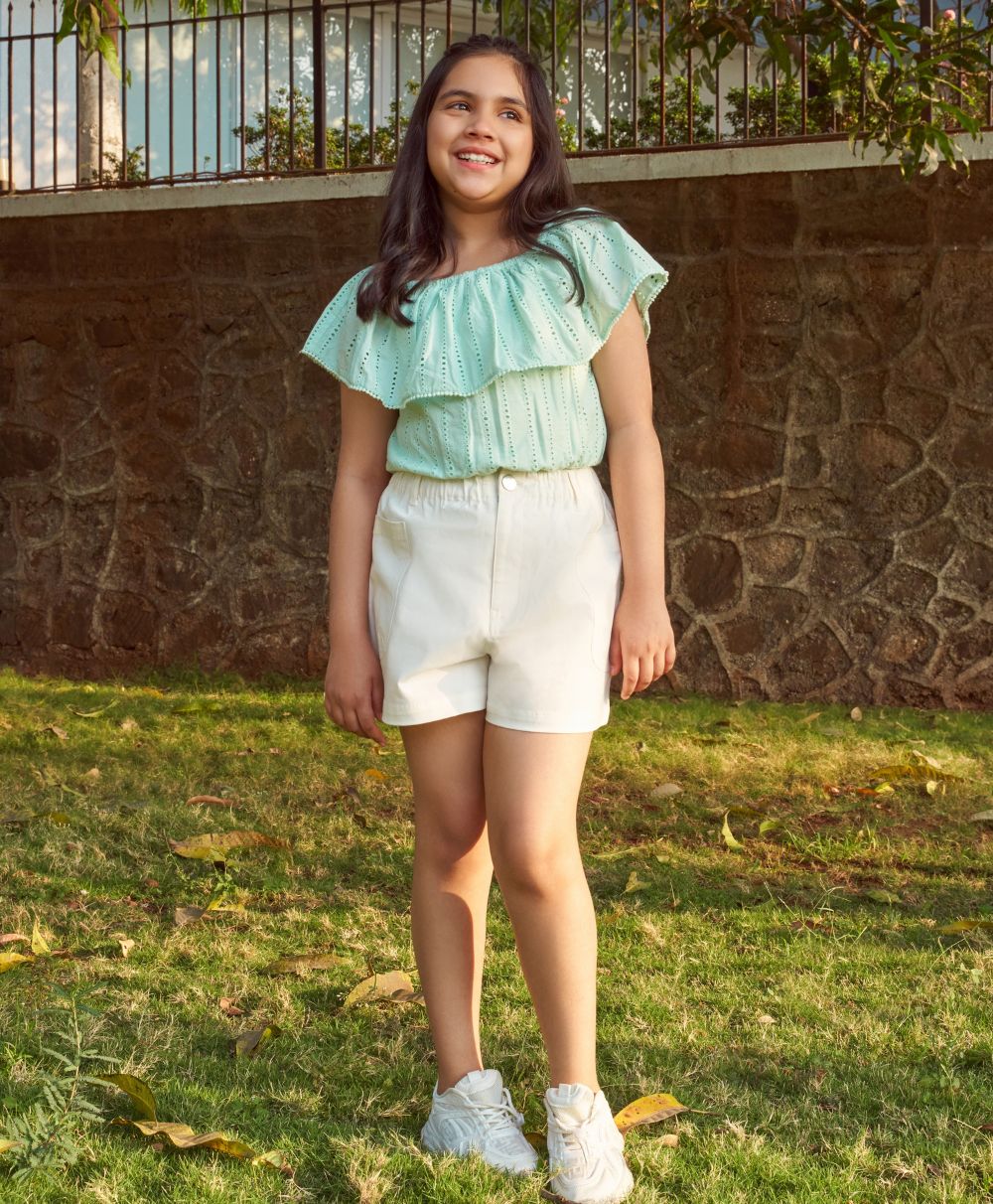 Girls Cotton Twill Shorts - White