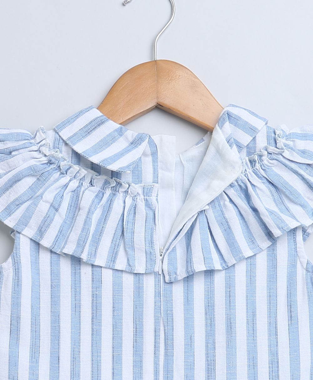 Striped Cotton Sun Dress - Blue & White