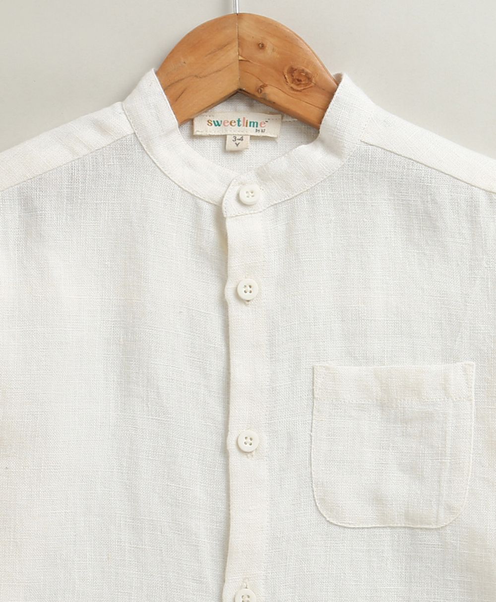 Classic Full-Sleeves Cotton Shirt - Off-White