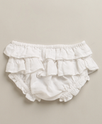 Ivory Blossom Lace Linen Dress & Bloomer - White