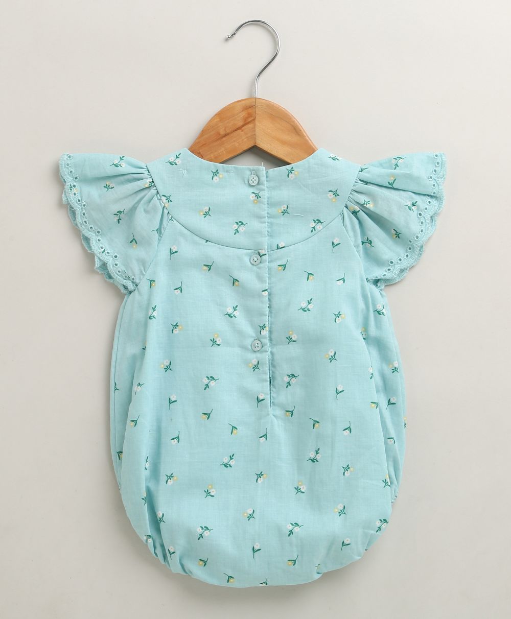 Baby Girls'  Bluebell Fairy Organic Cotton Romper & Bonnet Set - Sea Green