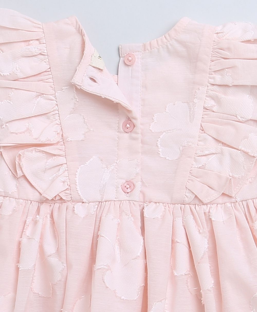 Jacquard Flared Cotton Dress - Rose Pink