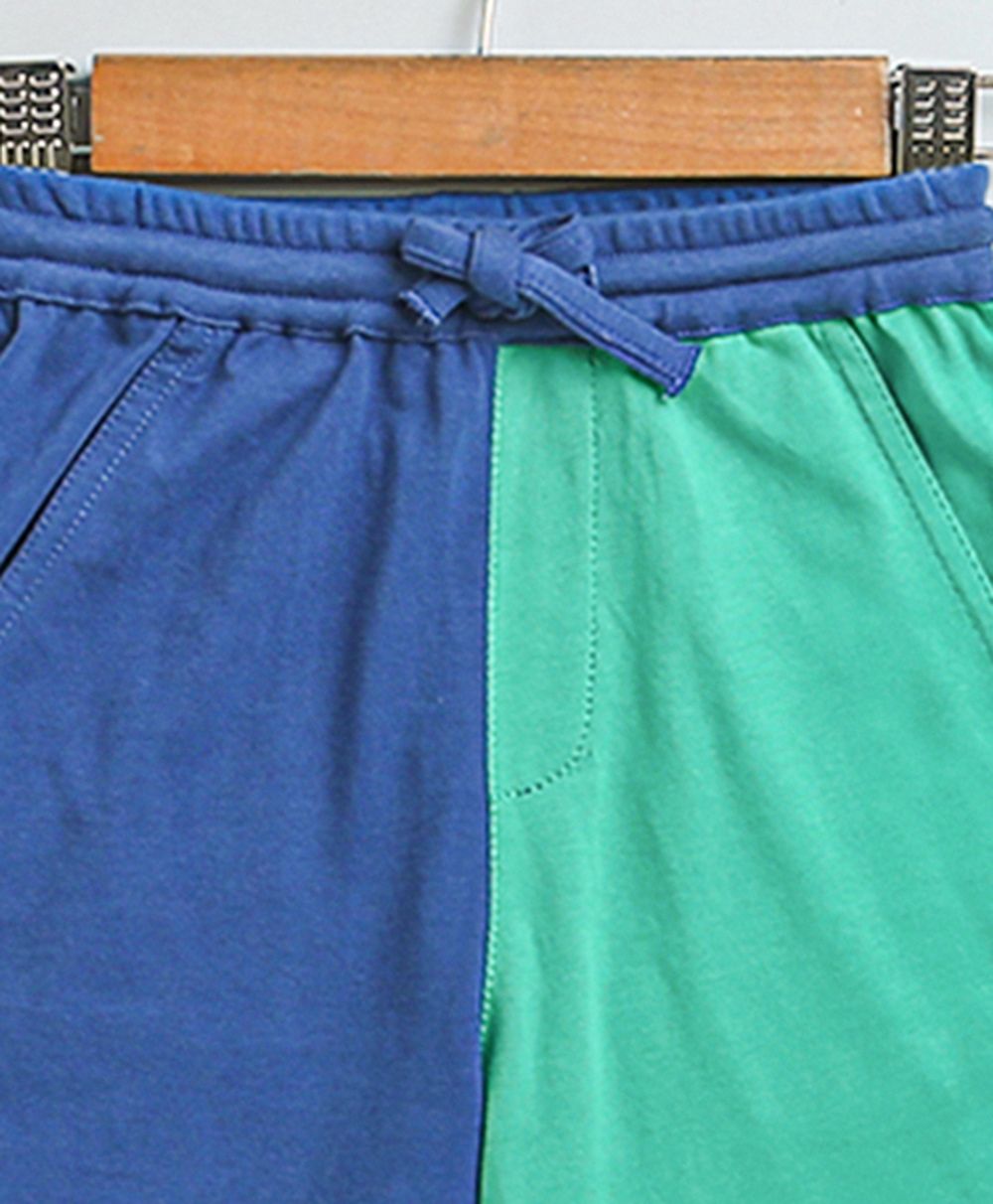 Color Blocked Co-ord Set - Green and Blue