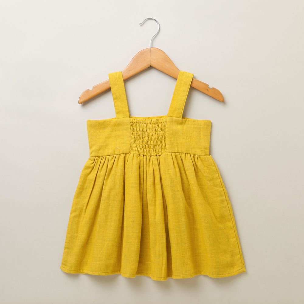 Dress With White Body Suit - Mustard