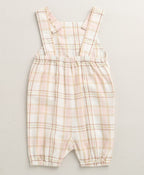 The Little Farmhouse Plaid Organic Cotton Romper & White T-shirt Set - Pink & Beige