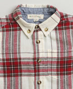 Classic Plaid Flannel Cotton Shirt - White & Red