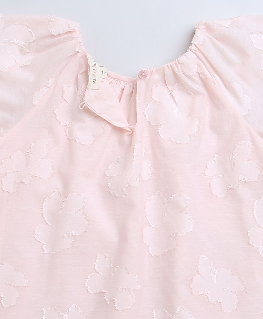 Jacquard A-Line Cotton Dress - Rose Pink