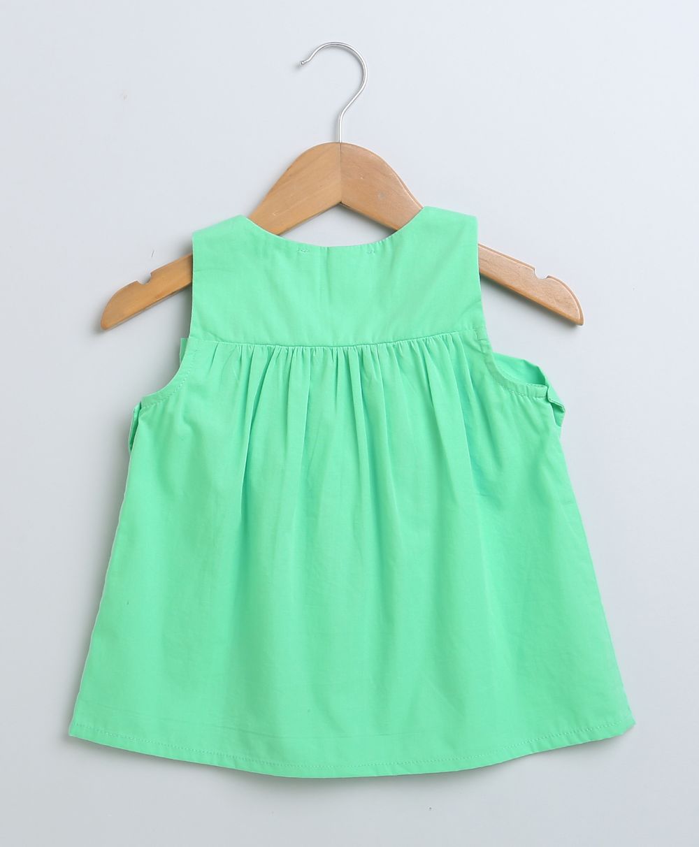 Sleeveless Cotton Top & Shorts Co-ord Set - Green & Multicoloured