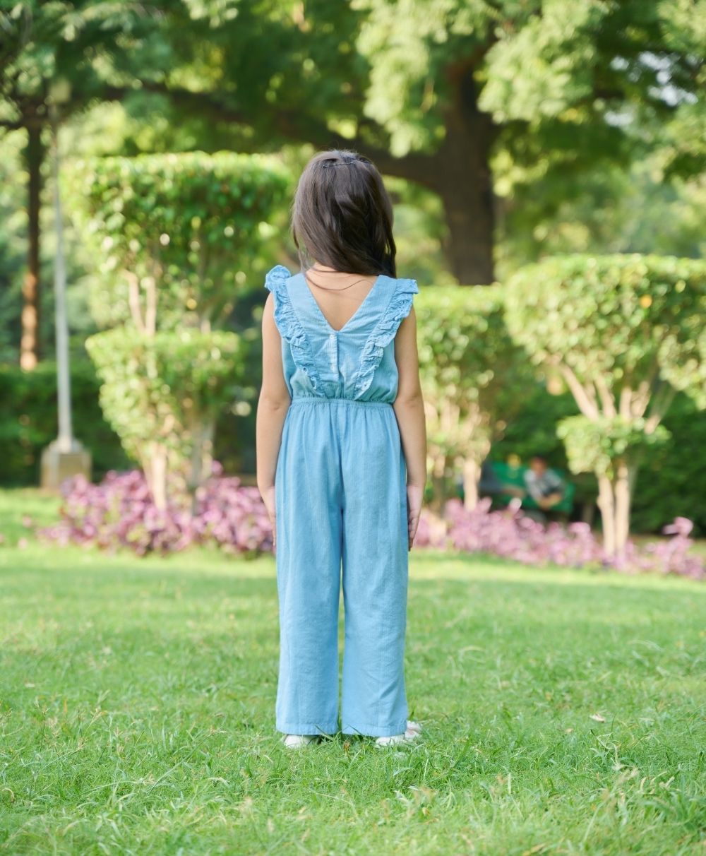Seersucker Jumpsuit - Light Blue