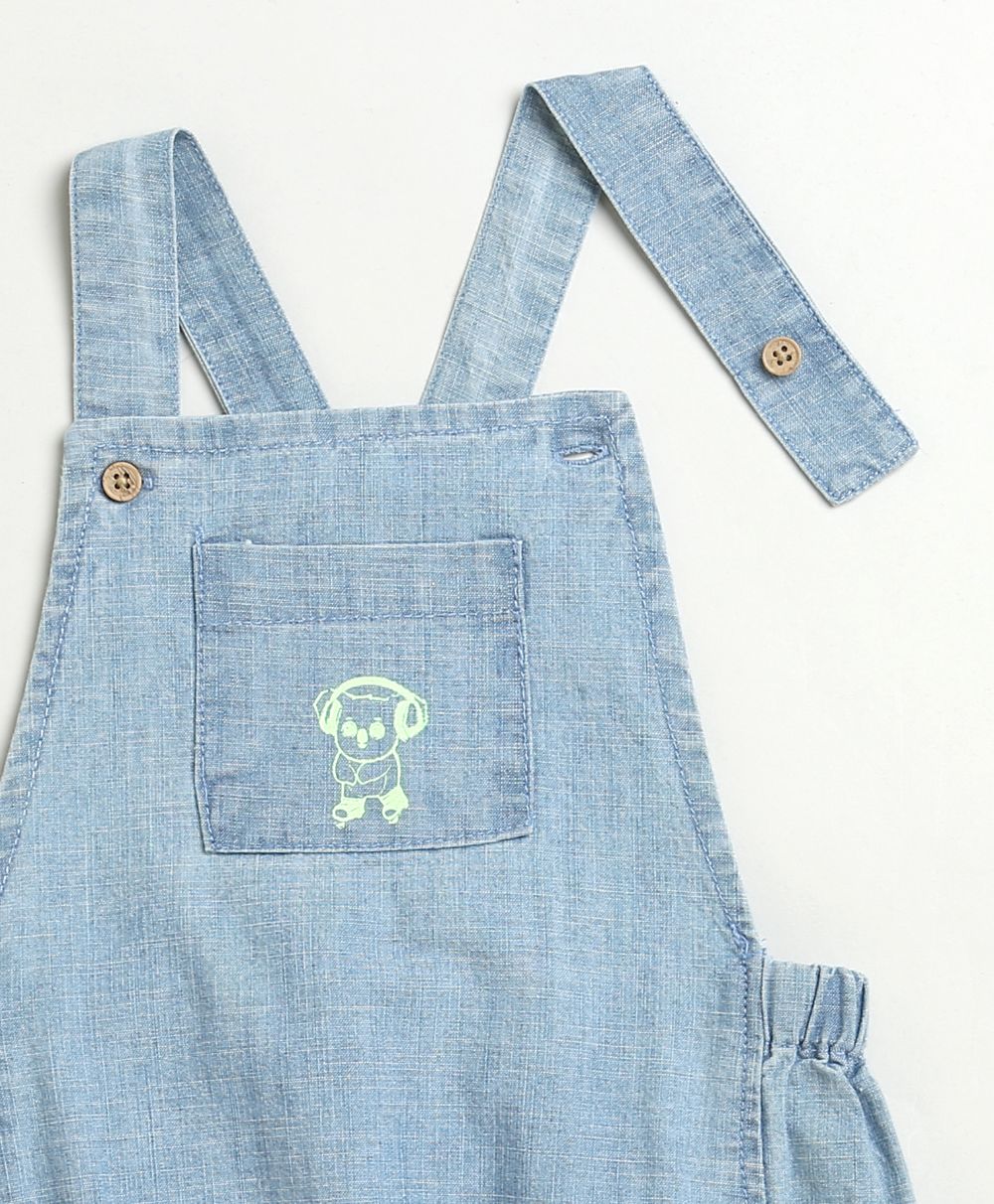 Unisex Denim Koala Print Romper - Blue
