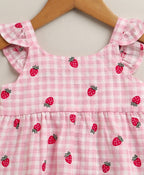 Organic Cotton Strawberry Bliss Baby Girl Top & Shorts Set - Pink