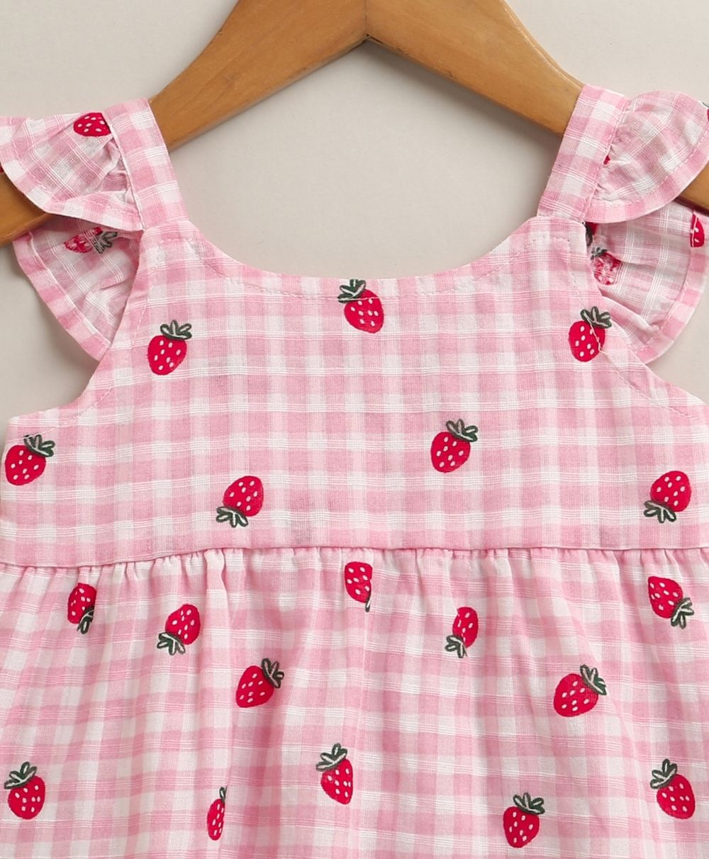 Organic Cotton Strawberry Bliss Baby Girl Top & Shorts Set - Pink
