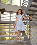 Striped Cotton Sun Dress - Blue & White