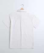 Short Sleeves Cotton Linen Shirt - White