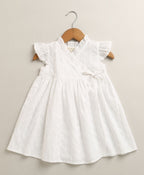 Organic Cotton Angel Pearl Baby Girl Dress with Headband - White