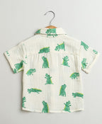 Alligator Print Cotton Co-ord Set - White