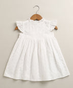 Organic Cotton Angel Pearl Baby Girl Dress with Headband - White