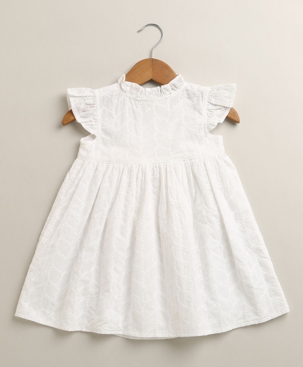 Organic Cotton Angel Pearl Baby Girl Dress with Headband - White