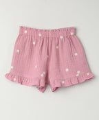 Pink Floral Embroidery Organic Cotton Co-ord Set - Pink