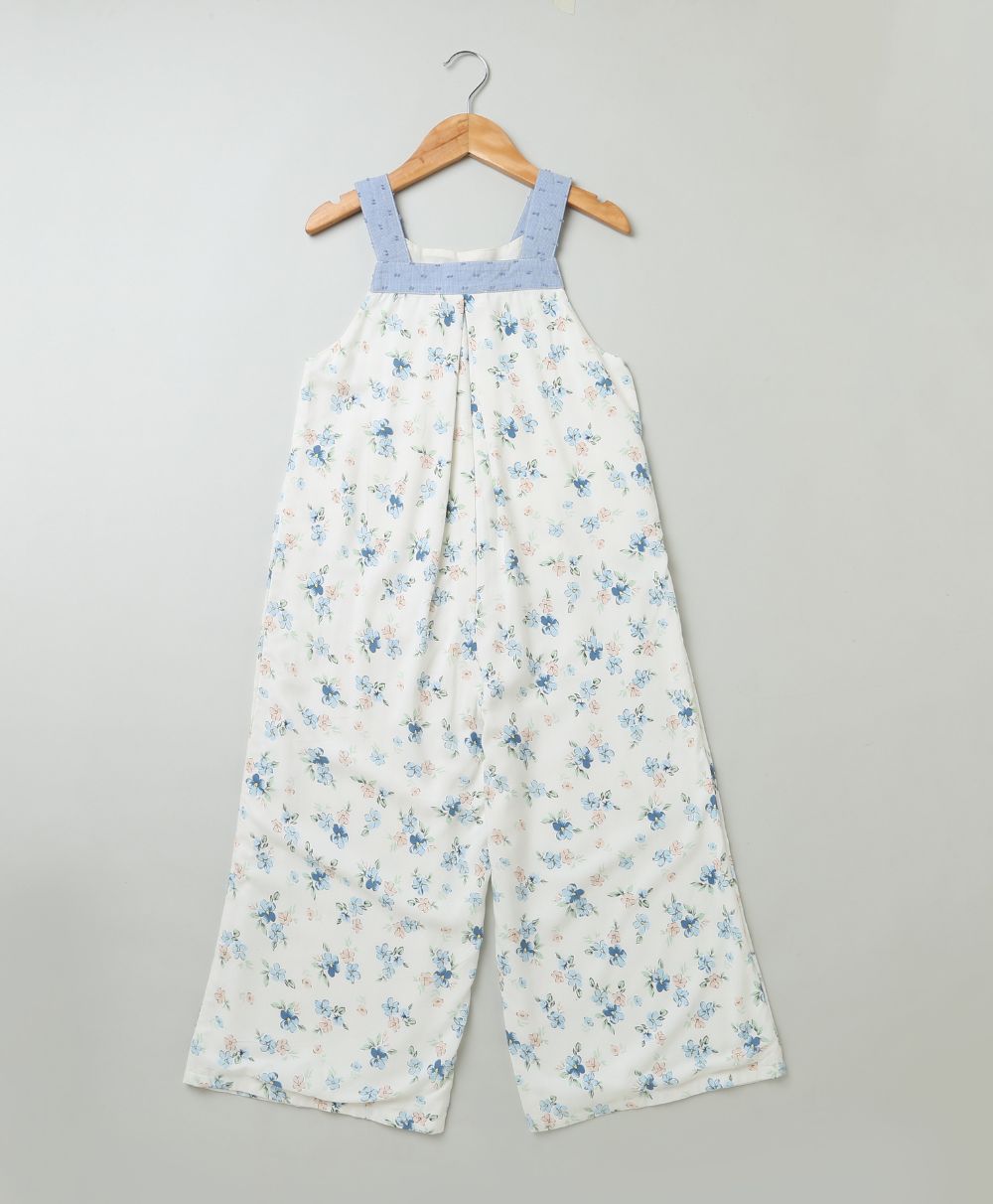 Floral Printed Playsuit - White