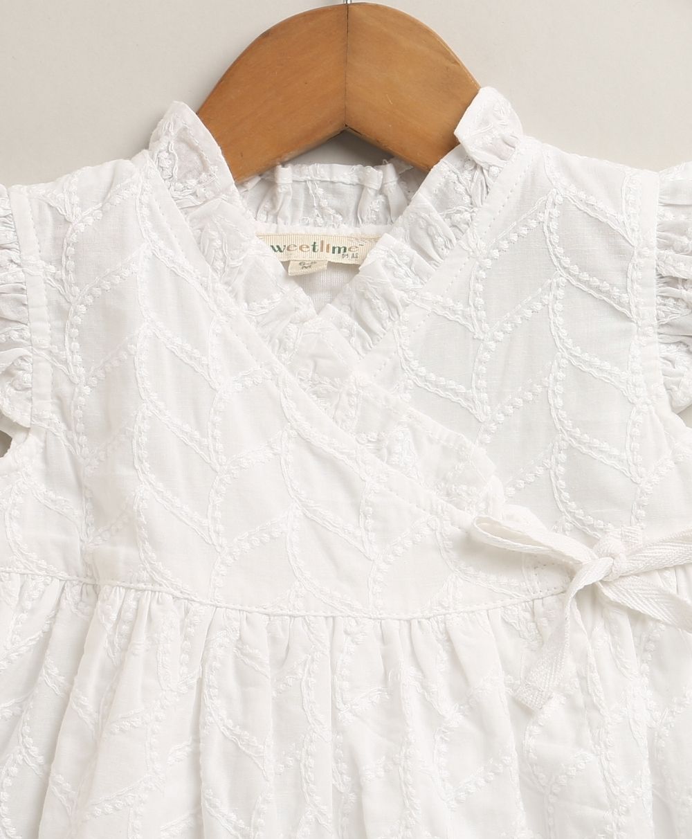 Organic Cotton Angel Pearl Baby Girl Dress with Headband - White