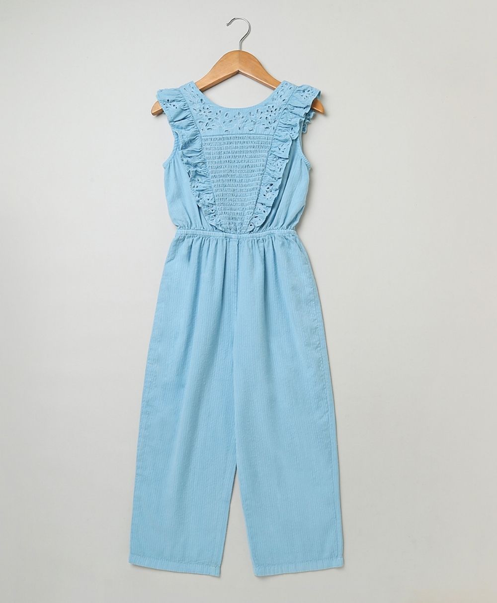 Seersucker Jumpsuit - Light Blue
