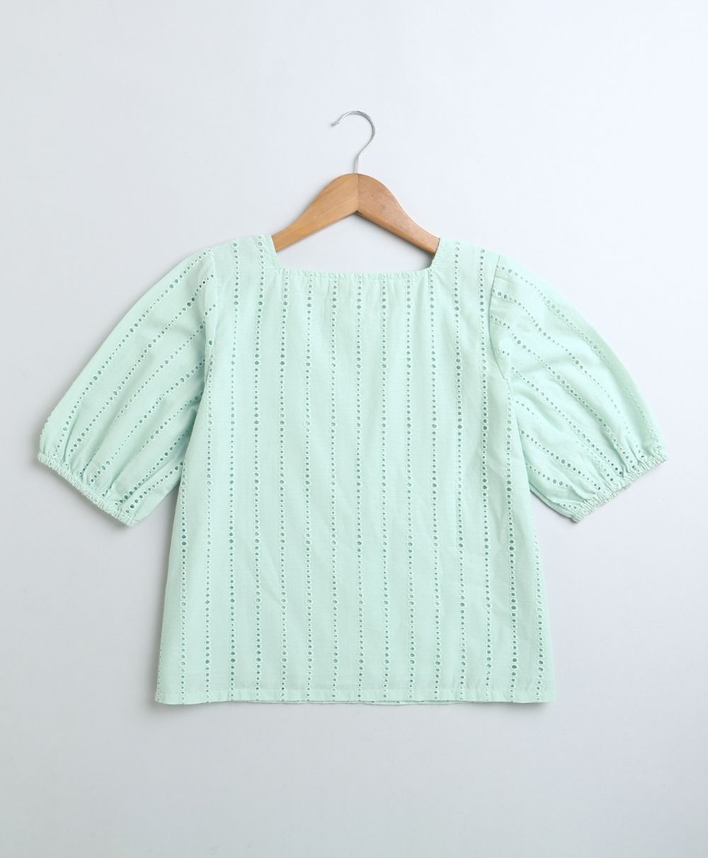 Sweetlime By As Cotton Schiffly Blouse - Mint Green