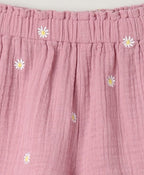 Pink Floral Embroidery Organic Cotton Co-ord Set - Pink