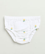 Yellow Floral Embroidery Organic Cotton Co-ord Set - White