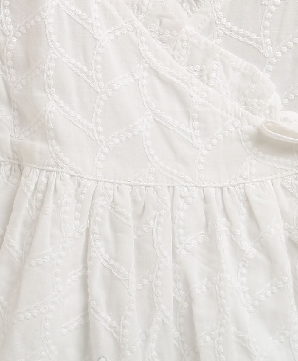 Organic Cotton Angel Pearl Baby Girl Dress with Headband - White