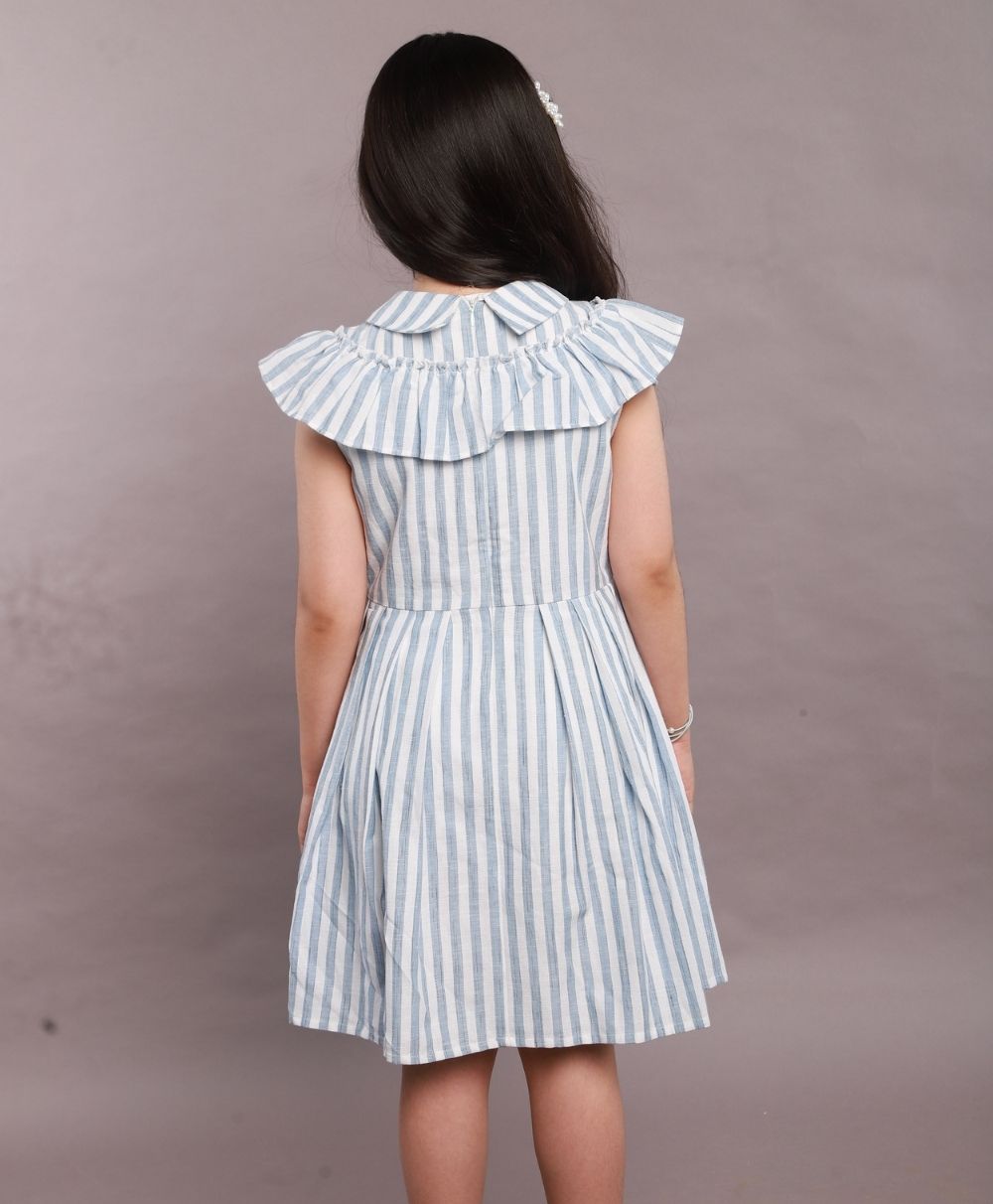 Striped Cotton Sun Dress - Blue & White