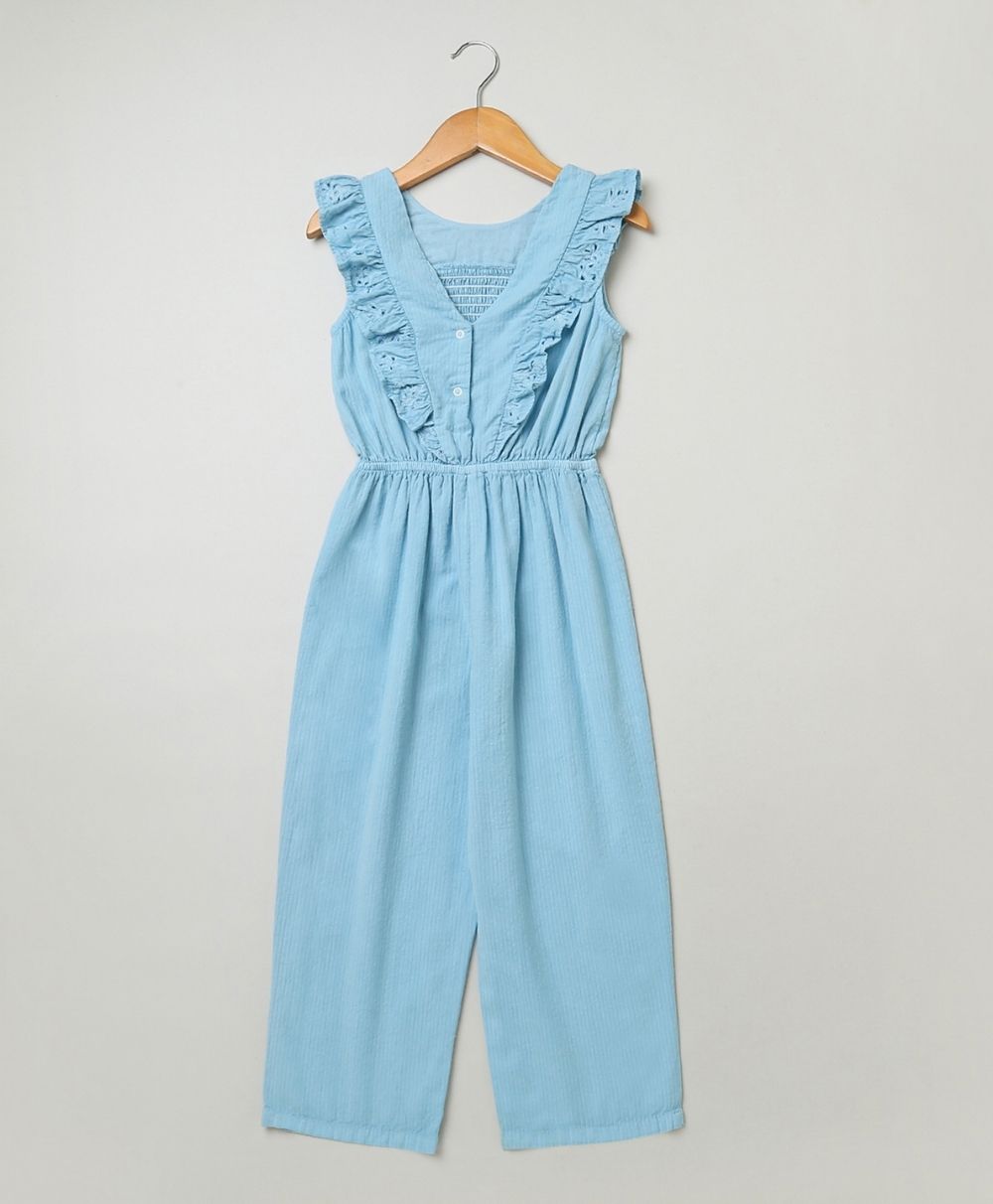 Seersucker Jumpsuit - Light Blue