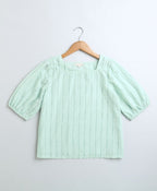 Sweetlime By As Cotton Schiffly Blouse - Mint Green